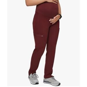 Figs Women's Maternity Pants in Burgundy